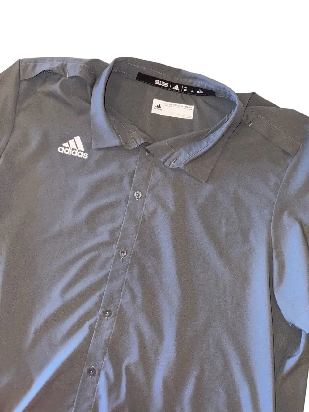 Adidas Men’s 2XL Gray Performance Button Up Golf Shirt Short Sle